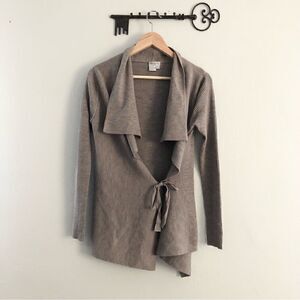 Worth 100% wool open front waterfall cardigan cross over tie waist size petite